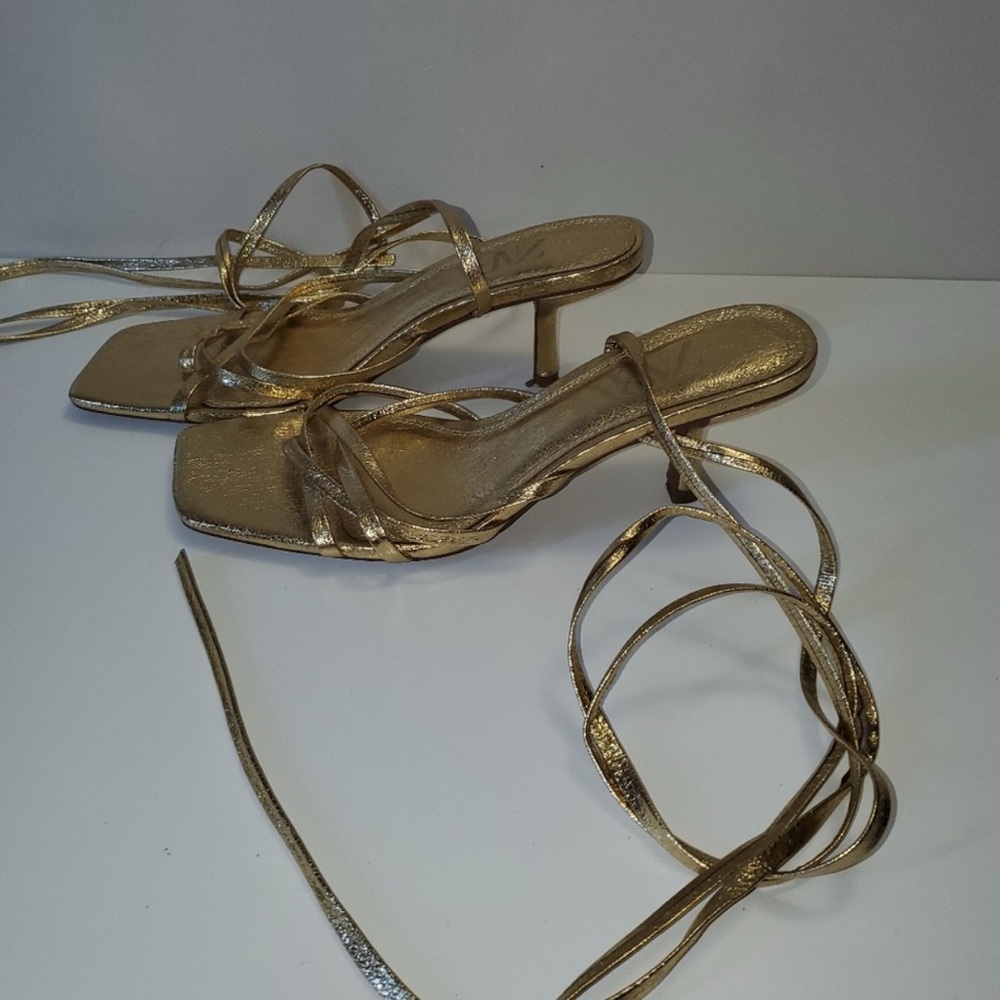 Zara Gold Strappy Sandals